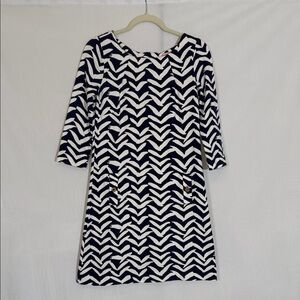 Lilly Pulitzer Charlene Shift Dress Size S Navy White Got Lucky Bird Chevron